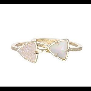 Kendra Scott Ann Stackable Rings Gold Druzy Size 7